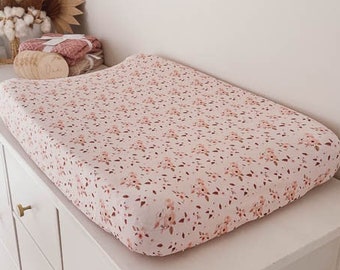 Drap-housse Florence floral aquarelle pour berceau Drap-housse multiusage Moses, housse de matelas à langer | Housse pour matelas à langer | Roses roses pour chambre de bébé