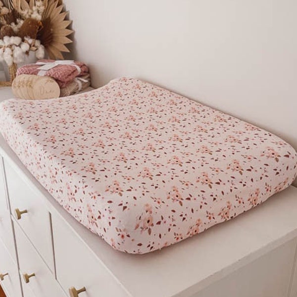 Watercolour Floral Florence Bassinet Sheet Multi Use Moses Fitted Sheet Change Mat Cover | Change Pad Cover | Roses Pink Nursery Baby