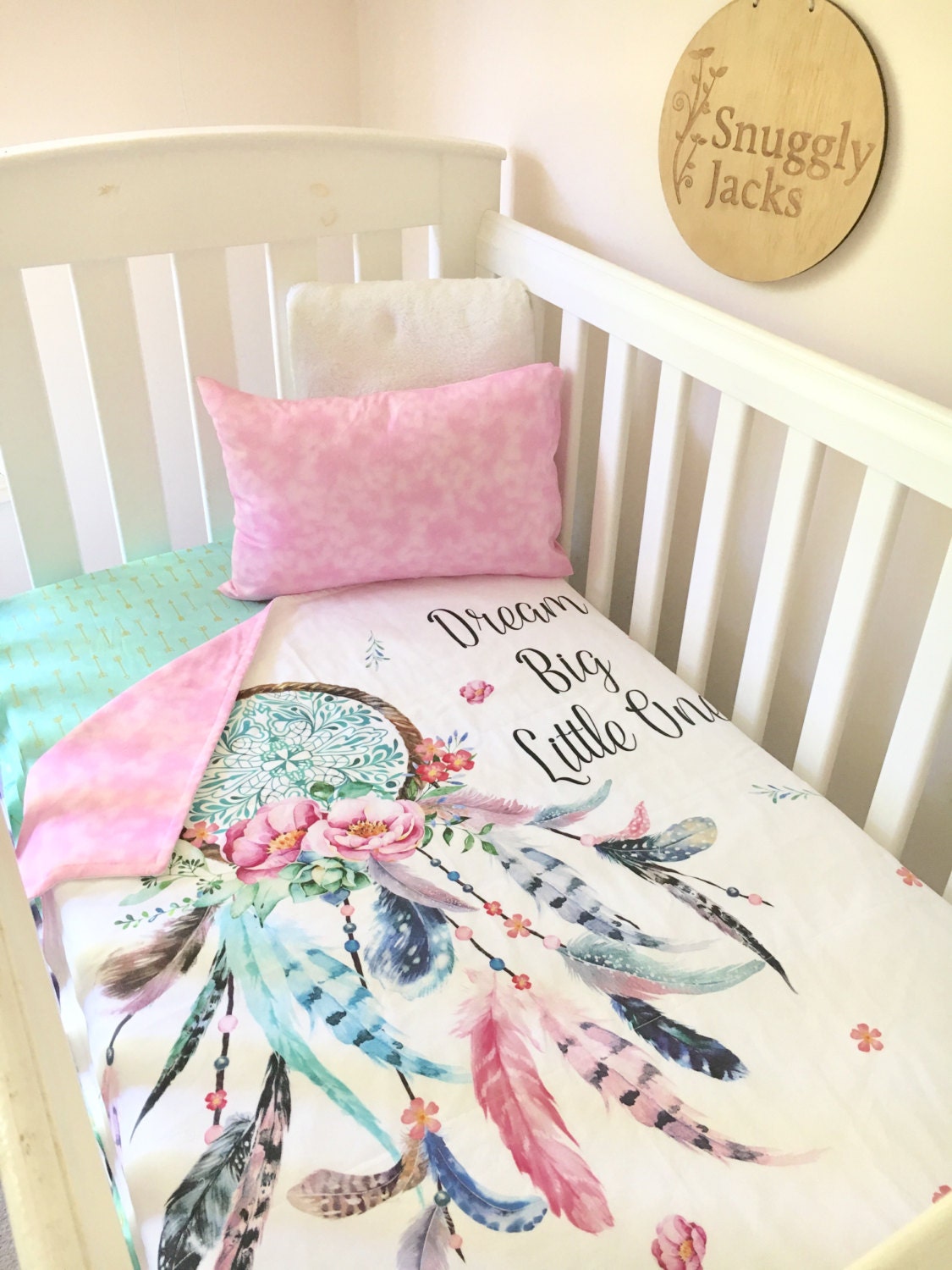 Baby Cot Crib Quilt Blanket Dreamcatcher Baby Girl Full Set Etsy