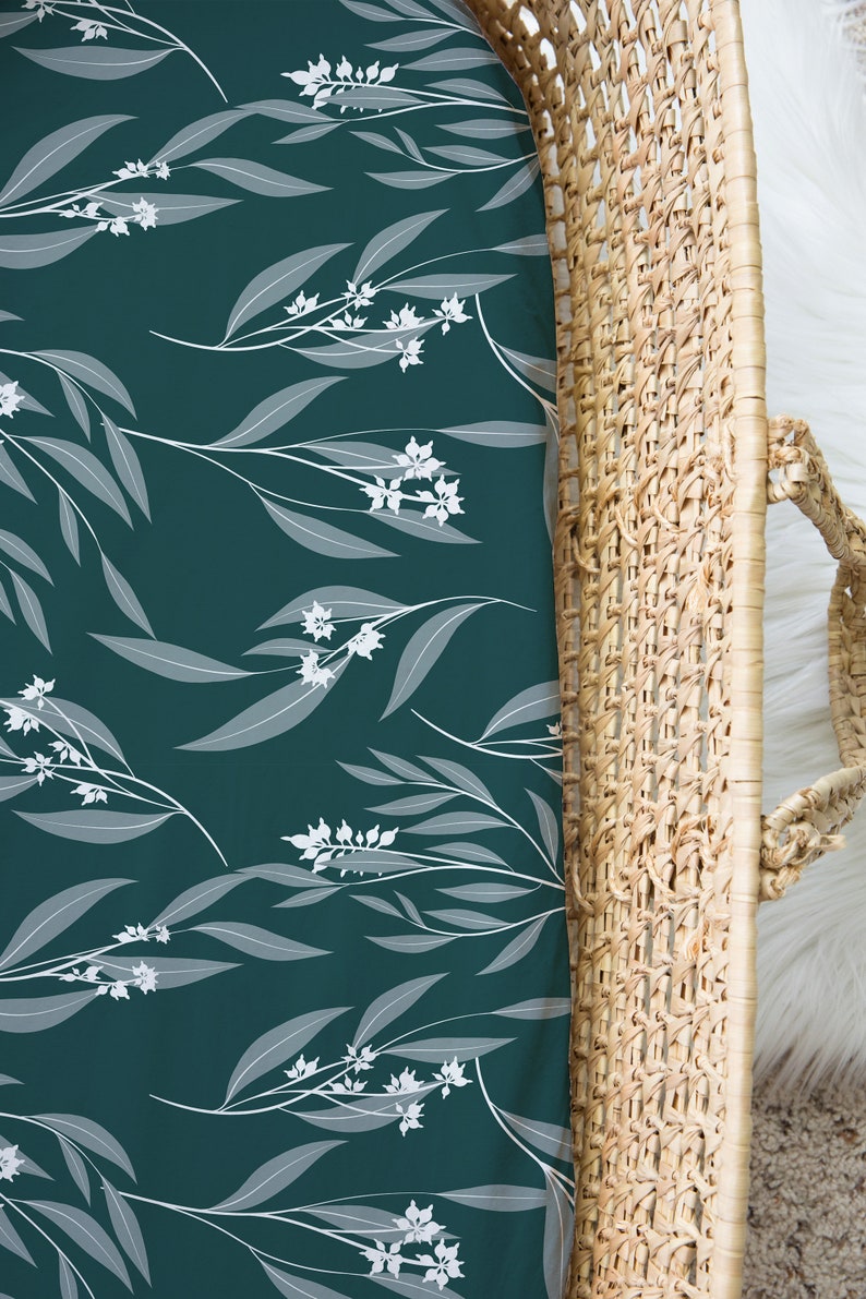 Eucalyptus Green Change Mat Cover Change Pad Cover Floral Etsy