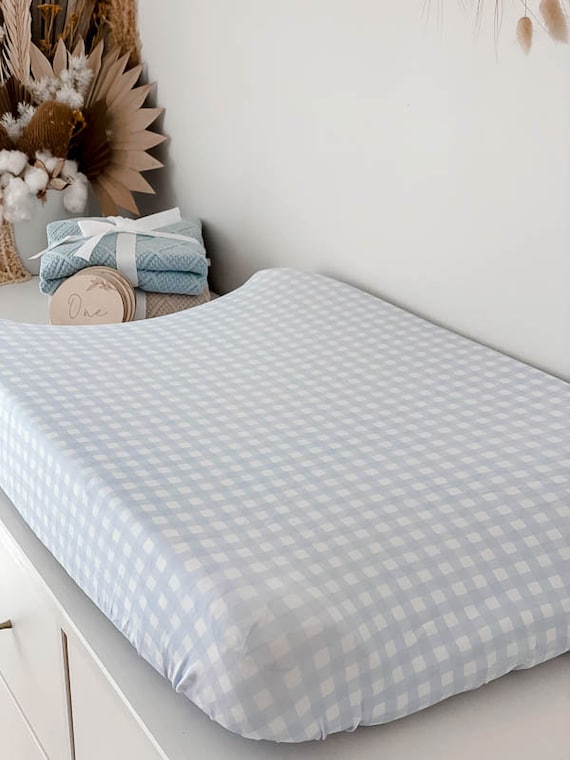 Drap-housse Moses pour berceau Vichy bleu bleuet Housse de matelas