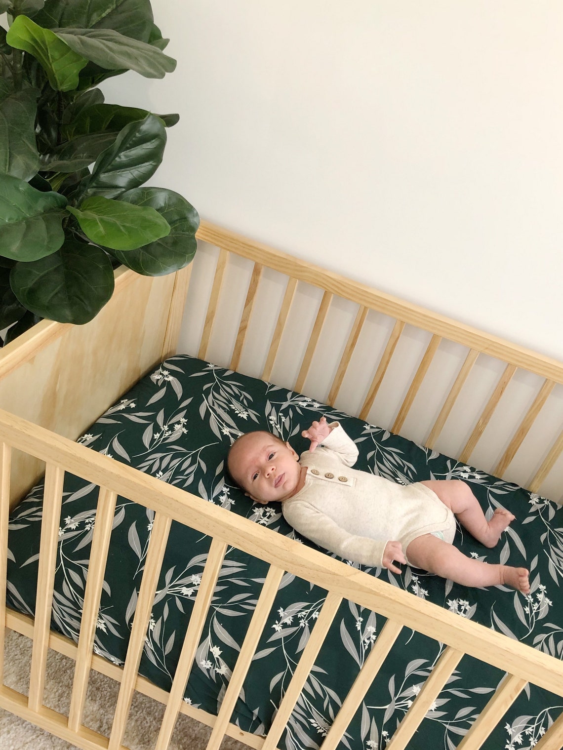 Baby Cot / Crib Fitted Sheet Eucalyptus Forest Baby Boy Etsy