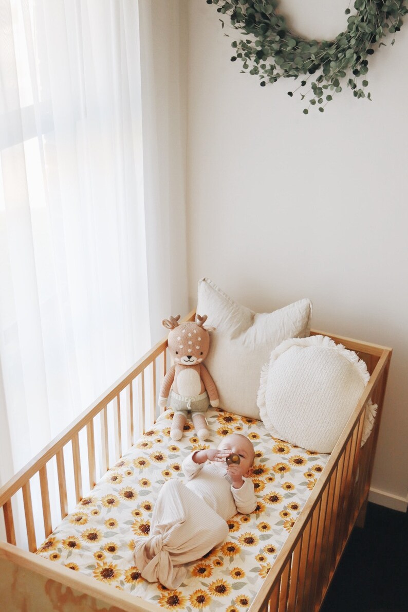Baby Girl Cot/ Crib Quilt Blanket Sunflower Floral Nursery Etsy