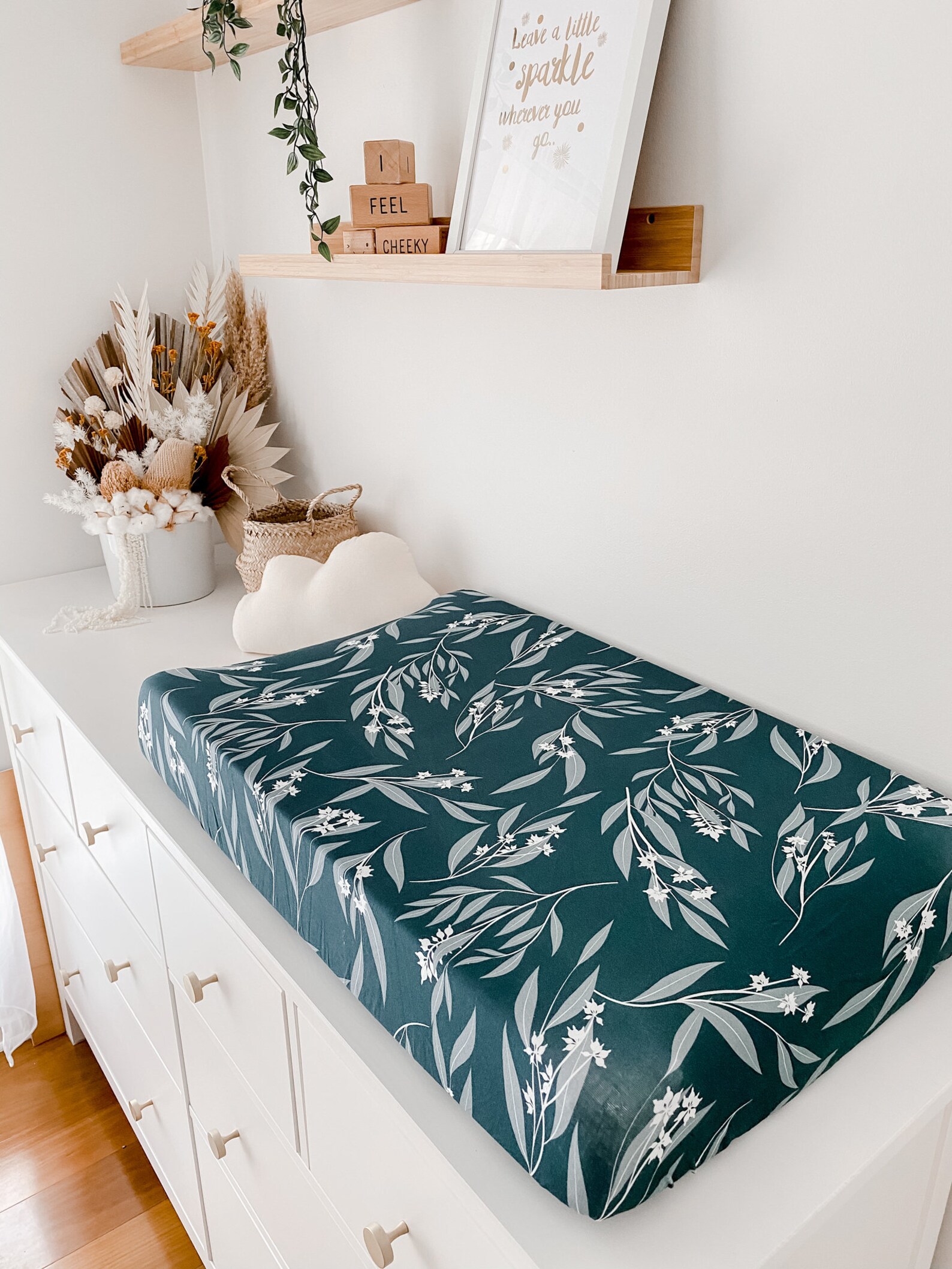 Eucalyptus Green Change Mat Cover Change Pad Cover Floral Etsy