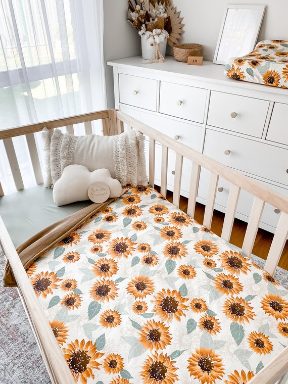 Baby Cot Crib Quilt Blanket Sunflowers Floral Baby Girl Full Set