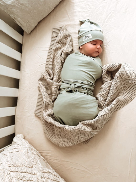 Couverture en jersey extensible pour bébé Écharpe Bébé Vert Sauge