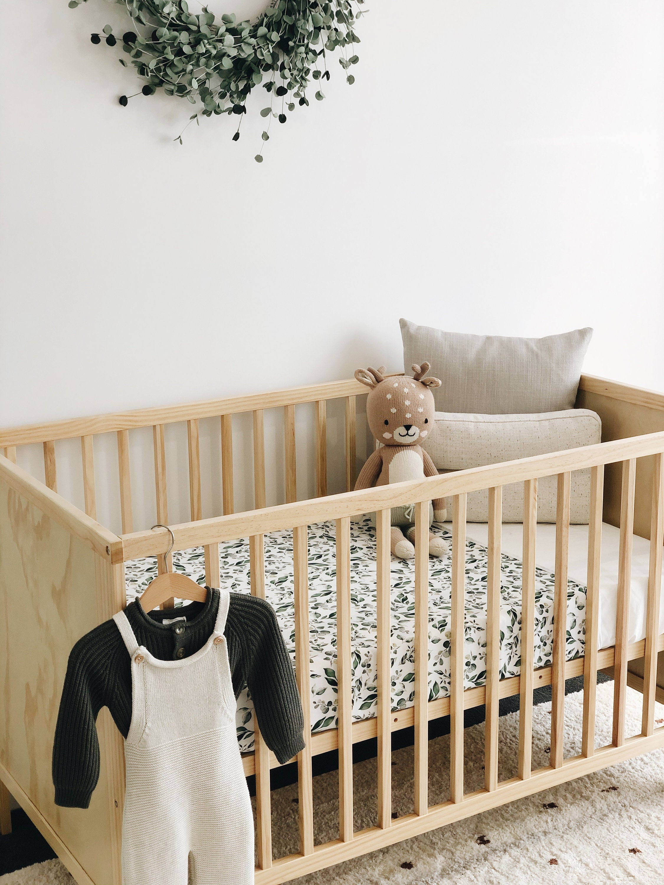 Baby Cot / Crib Quilt Blanket Full Set Greenery Fitted Sheet | Etsy