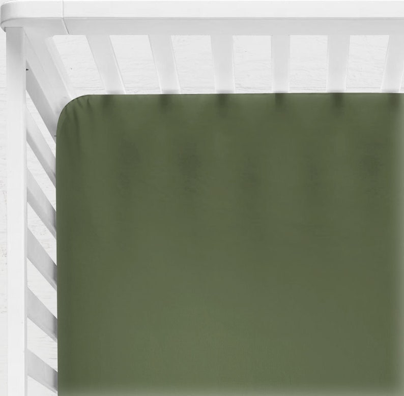 Baby Cot / Crib Fitted Sheet Olive Green Solid Nursery Decor Etsy India