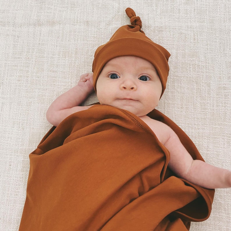 Baby Swaddle ORGANIC Stretch Blanket With Matching Beanie Etsy