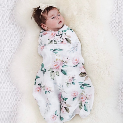 Baby Swaddle Double Gauze Muslin Blanket Baby Wrap Greenery Etsy