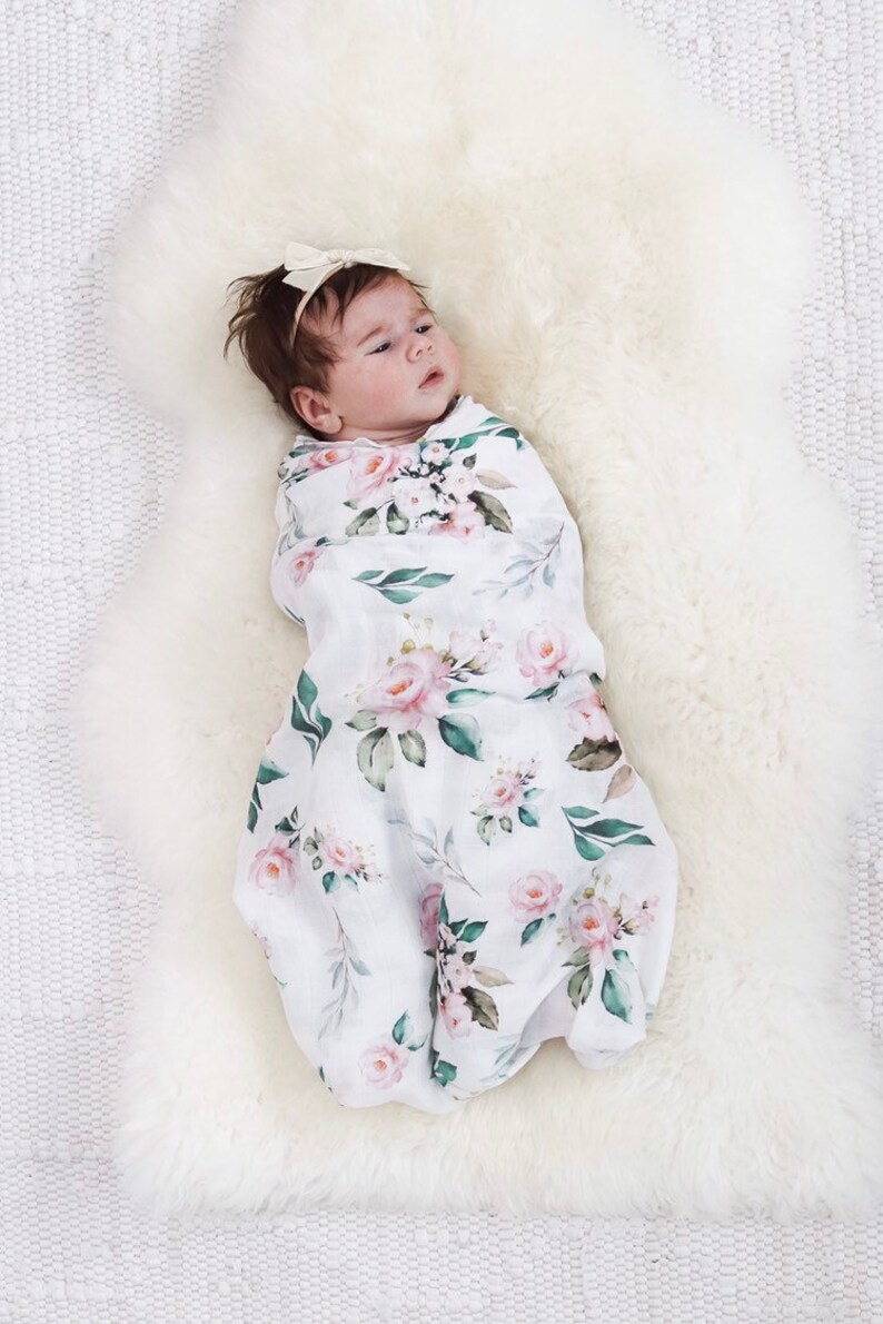 Baby Swaddle Double Gauze Muslin Blanket Baby Wrap Floral Etsy Australia