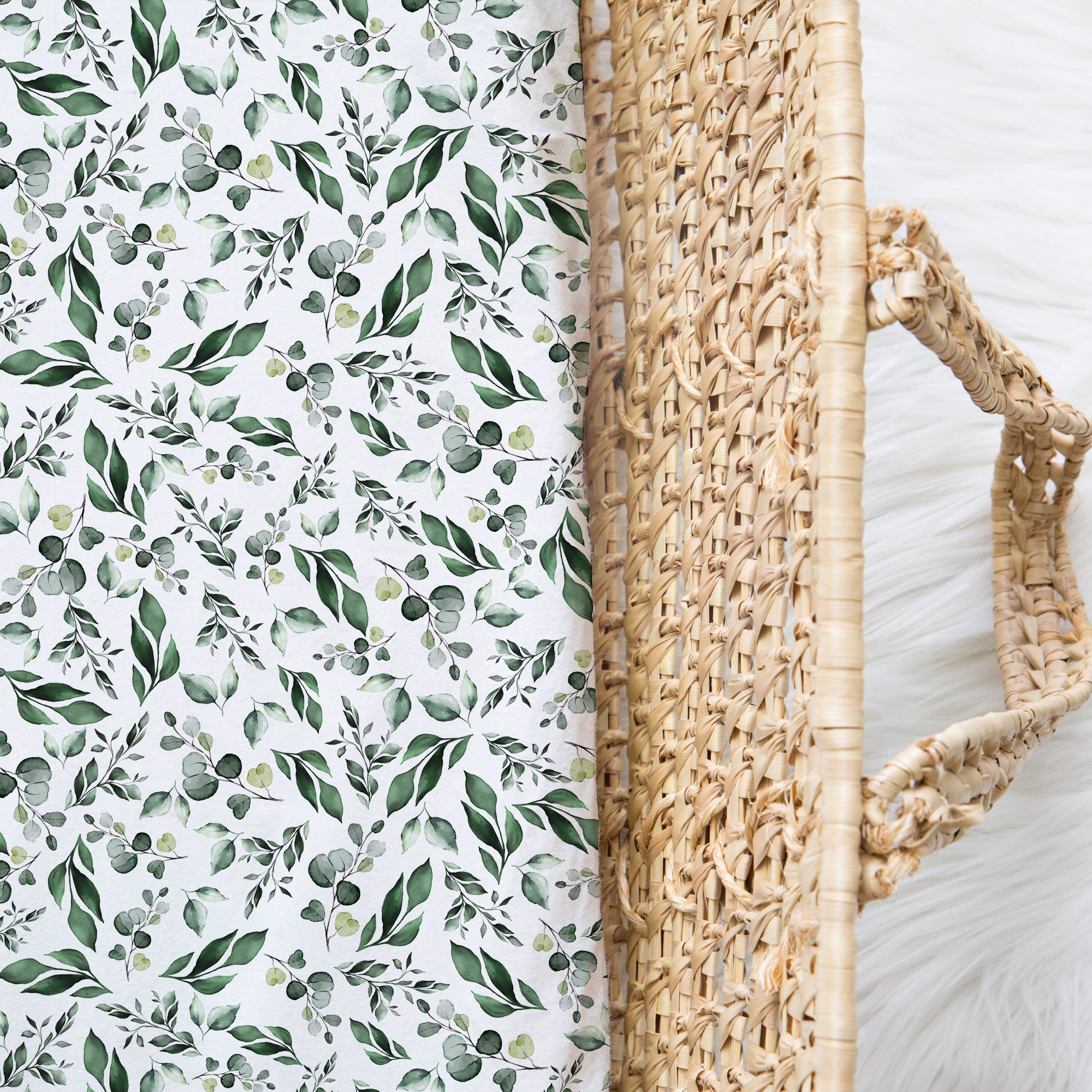 Baby Cot / Crib Quilt Blanket Full Set Greenery Fitted Sheet | Etsy