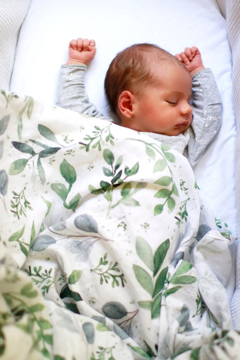 Baby Swaddle Double Gauze Muslin Blanket Baby Wrap Greenery Etsy