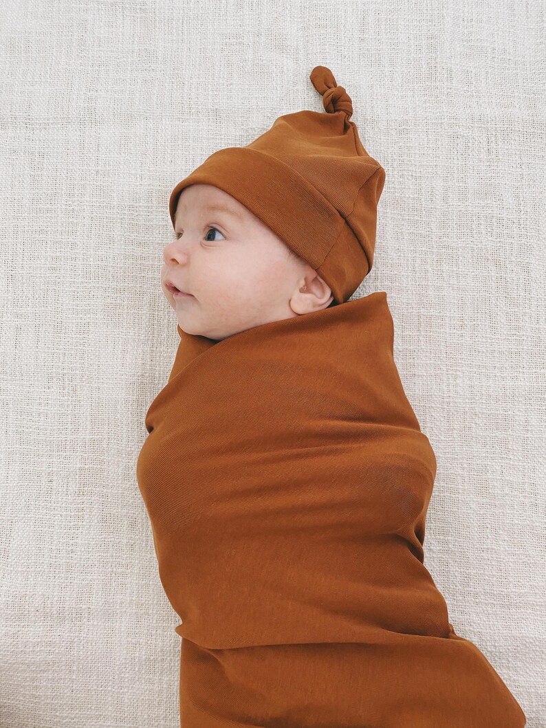Baby Swaddle ORGANIC Stretch Blanket with Matching Beanie Etsy