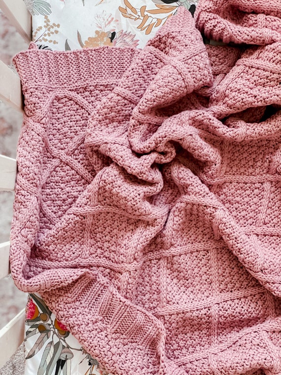 Rose Pink Knitted Baby Blanket Diamond Knit Nursery Decor Baby Girl Blanket Nursery Decor for Girls Knitted Organic Cotton Baby Blanket Etsy UK