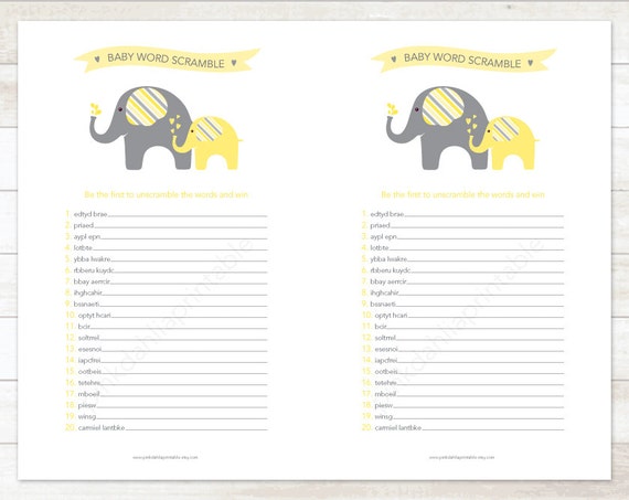 Baby Shower Word Scramble Game Gender Neutral Baby Shower Game Etsy Baby Shower Word Scramble Game Gender Neutral Baby Shower Game Etsy