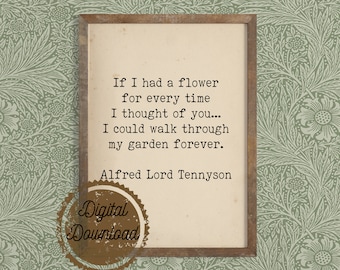 Alfred Lord Tennyson Quote Print – Romantic Poetry (Digital Download)