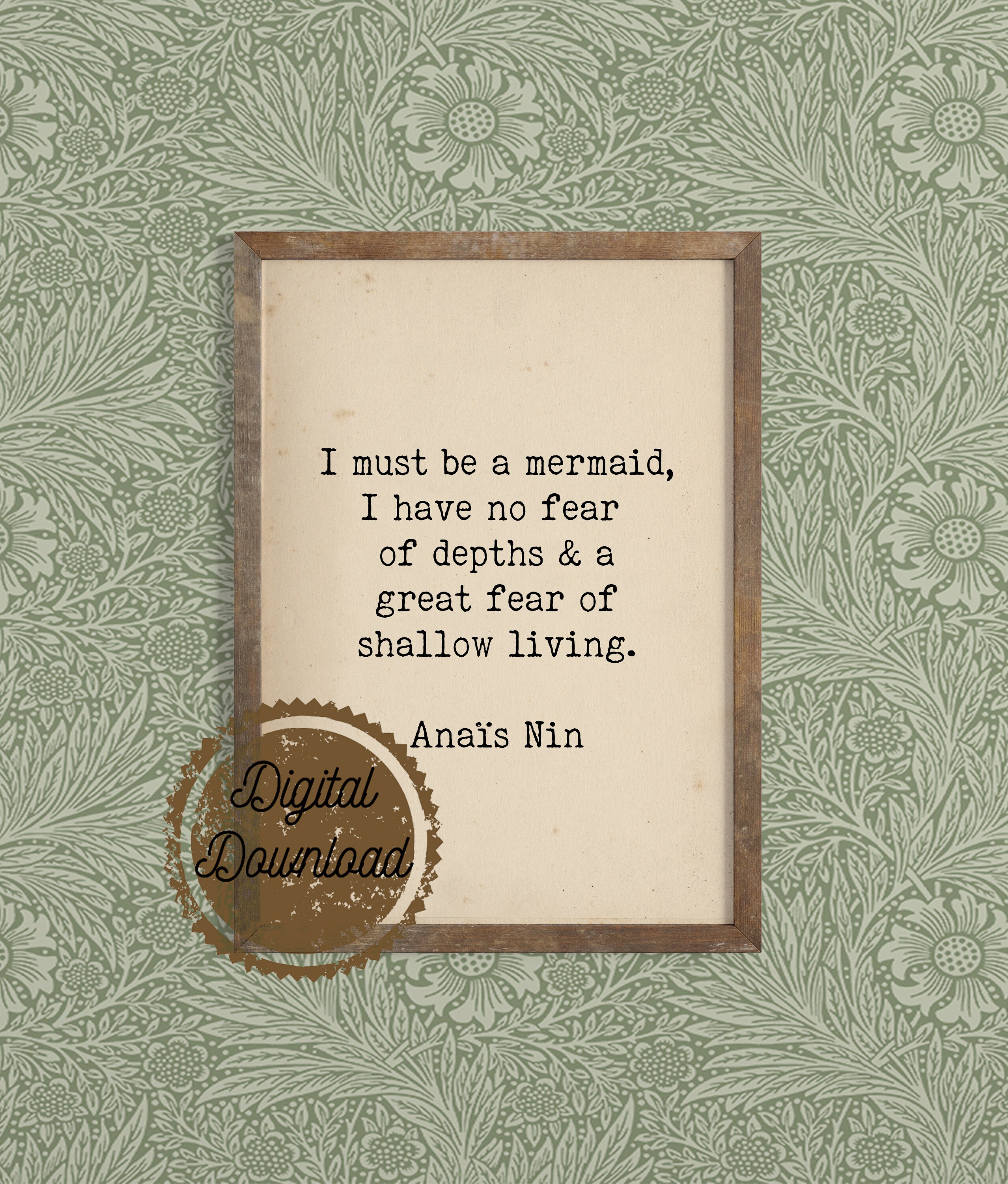 Digital Download Anais Nin Quote Literary Art Quote Print 1920s Flapper  Writer Quote Mermaid Life Art Print - Etsy