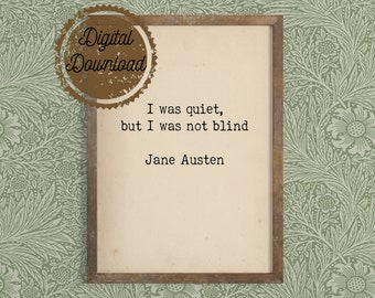 Descarga digital - Cita de Jane Austen - Impresión de cita de arte literario - Poder femenino literario - Orgullo y prejuicio - Mansfield Park
