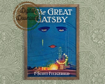 Digital Download - Vintage Book Cover Print "The Great Gatsby" - F Scott Fitzgerald - Classic Book Art Print - Literary Art