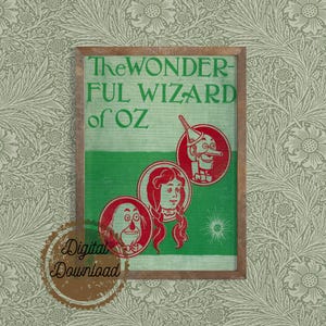 Digital Download - Vintage Book Cover Print &quot;The Wonderful Wizard of Oz&quot; -  Victorian Classic Book - Nursery Decor - Wicked Art