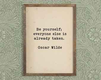 Lámina con cita de Oscar Wilde – Tipografía de máquina de escribir vintage, arte mural inspirador