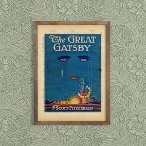 Impresión de portada de libro vintage "El Gran Gatsby" - F. Scott Fitzgerald - Impresión de arte de libro clásico - Arte literario