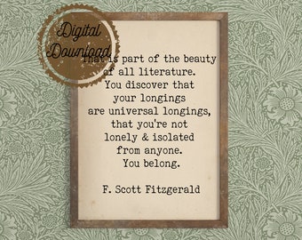 F. Scott Fitzgerald Quote Print – Literary Art, Book Lover (Digital Download)