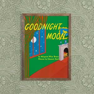 Vintage bokomslagstryck "Goodnight Moon" – Klassisk barnlitteratur, barnrumsinredning