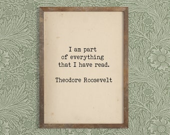 Literary Art Quote Print - Bibliophile Art - Typewriter Quote Print - Theodore Roosevelt Reading Print - Inspirational Quote Print