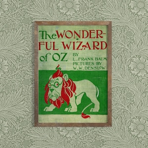 Vintage Book Cover Print &quot;The Wonderful Wizard of Oz&quot; - L Frank Baum - The Wizard of Oz - Victorian Classic Childrens Book - Nursery Decor