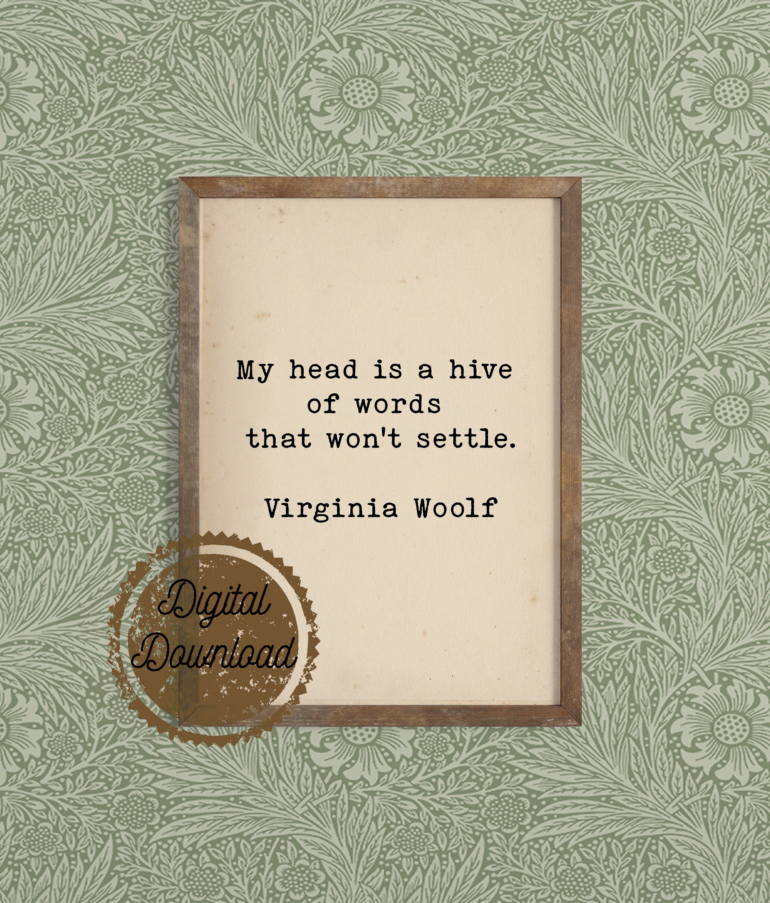 Virginia Woolf Quote Art - Digital Download - Literary Art Quote Print - Typewriter Quote Art - Inspirational Wall Art - Book Lover Gift