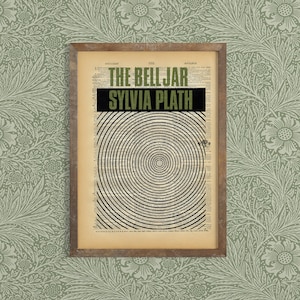 Vintage Book Cover Print "The Bell Jar" - Sylvia Plath - Klasyczny wydruk artystyczny książki - Sztuka literacka - Dekoracja ścienna z poezją