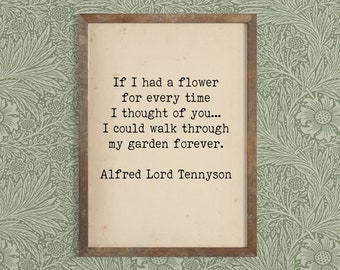 Alfred Lord Tennyson Quote Print - Victorian Poetry, Romantic Gift