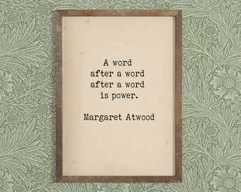 Impression de citation littéraire - Art bibliophile - Citation de Margaret Atwood - Conteuse féministe - Citation de l’auteur amateur de livres - Citation inspirante