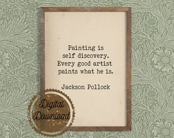 Descarga digital - Cita inspiradora - Impresión de cita de artista - Cita de Jackson Pollock - Autodescubrimiento, Pintor, Cita de artista - Arte moderno