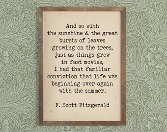 F Scott Fitzgerald Quote - Book Lover Art - Literary Art Quote Print - 1920s Flapper Quote - Great Gatsby Author Typewriter Quote