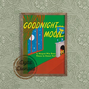 Download digital - Impressão de capa de livro vintage "Boa noite, Lua" - Decoração de berçário de livro infantil - Literatura infantil clássica