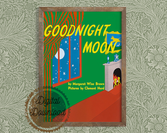 Descarga digital - Impresión de portada de libro vintage "Buenas noches luna" - Decoración de la guardería del libro infantil - Literatura infantil clásica