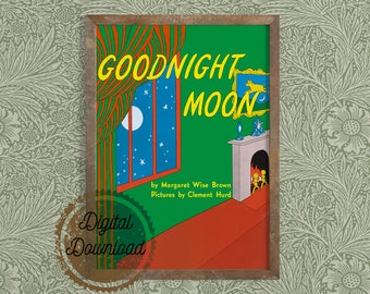 Descarga digital - Impresión de portada de libro vintage "Buenas noches luna" - Decoración de la guardería del libro infantil - Literatura infantil clásica