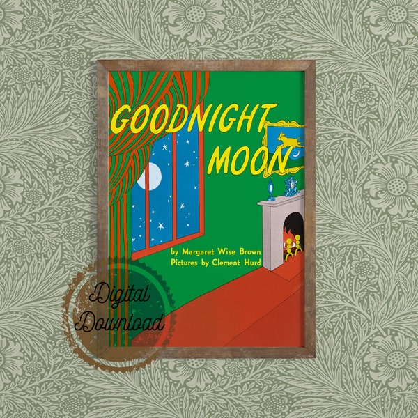 Digital Download - Vintage Book Cover Print "Goodnight Moon" - Children's Book Nursery Decor - Classic Childrens Literature