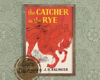 Digital Download - Vintage Book Cover Print "Catcher in the Rye" - JD Salinger - Midcentury Art - Classic Book Art Print - Literary Art