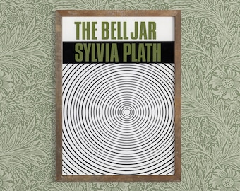 Impresión de portada de libro vintage "The Bell Jar" - Sylvia Plath - Impresión de arte de libro clásico - Arte literario - Decoración de pared de poeta estadounidense