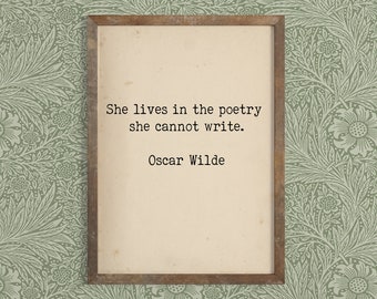 Lámina con cita de Oscar Wilde – Arte poético con máquina de escribir vintage