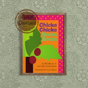 Digital Download - Vintage Book Cover Print &quot;Chicka Chicka Boom Boom&quot; Children&#39;s Book - Nursery Decor - Classic Childrens Literature