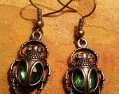 Scarab Earrings, Beetle earrings, Egyptian earrings,