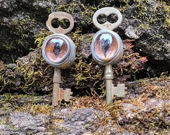 Skeleton key Eye key pendant, evil eye pendant, Charm Necklace, antique key pendant, Cthulhu necklace, cosplay key necklace, trinket trading