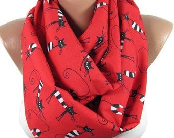 Mothers Day Gift For Mom Cat Infinity Scarf Cat Print Scarf  Gift For Her Gift For Cat Lover Gift For Cat Mom spring accessories