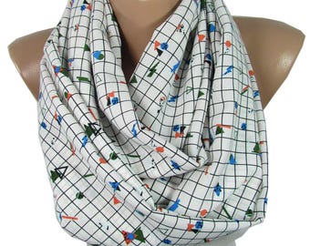 Geometric Print Scarf Women Back To School Infinity Scarf Christmas Gift For Her Womens Scarf fall accessories Unique Gift For Women