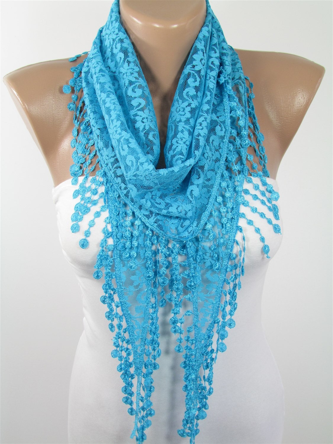 Lace Scarf Blue Wedding Scarf Bridesmaids Gift Bridal | Etsy